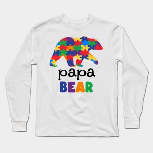 Puzzle Papa Bear Autism Awareness Gift for Birthday, Mother's Day, Thanksgiving, Christmas Long Sleeve T-Shirt